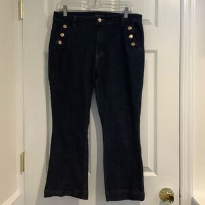 RACHEL ZOE Womens Gold Button Sailor Cropped Bootcut Recycled Materials Jeans 10
